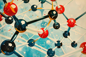 Retro Molecule Illustration