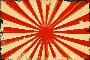 Imperial Japanese Rising Sun Flag With Radial Red Rays on White Background