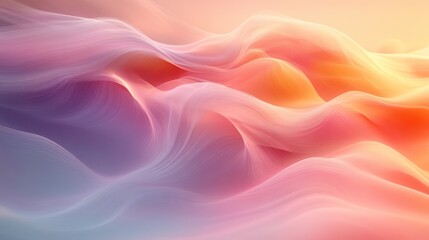 Fototapeta premium Soft, flowing waves of lilac, teal, and peach blend seamlessly, creating a calming, ever-shifting abstract background.