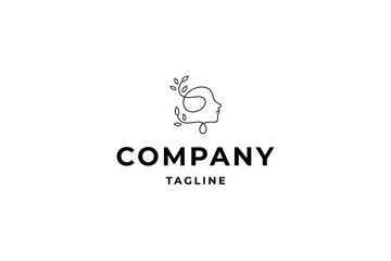 Fototapeta premium Human head brain logo with leaf elements