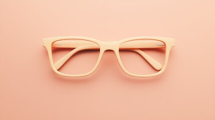 A clean shot of a single pair of stylish eyeglasses with a wooden frame, placed on a flat, neutral surface.