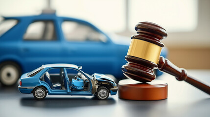 Legal justice concept with car accident