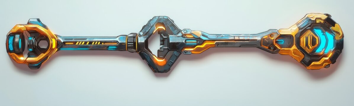 Futuristic Key Weapon on White Background