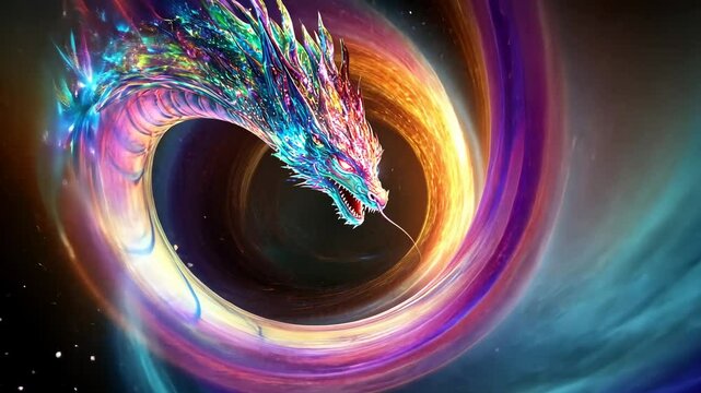 Cosmic Dragon in Nebula Vortex
