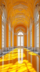 opulent palace interior with water reflection high resolution hd background