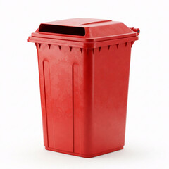 Illustration 3d of a Red Recycling Bin on White Background front view