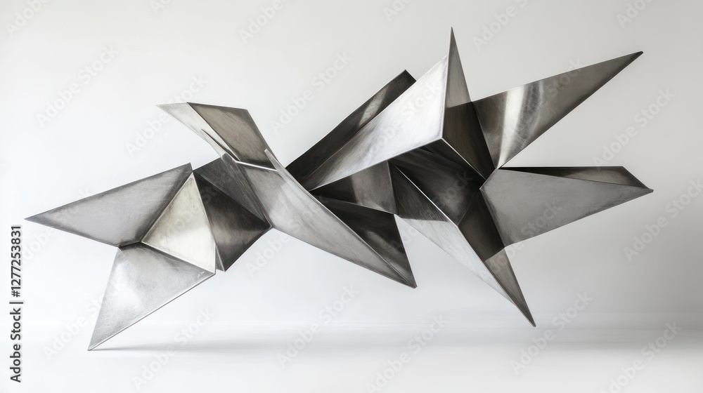 Aufkleber Abstract metallic sculpture with sharp, angular forms.
