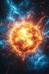 Obraz premium Explosion of a star radiating vibrant colors in the depth of space during a cosmic event
