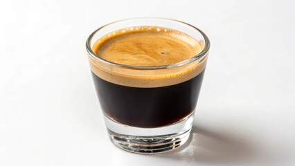 Espresso Shot in Glass on White Background