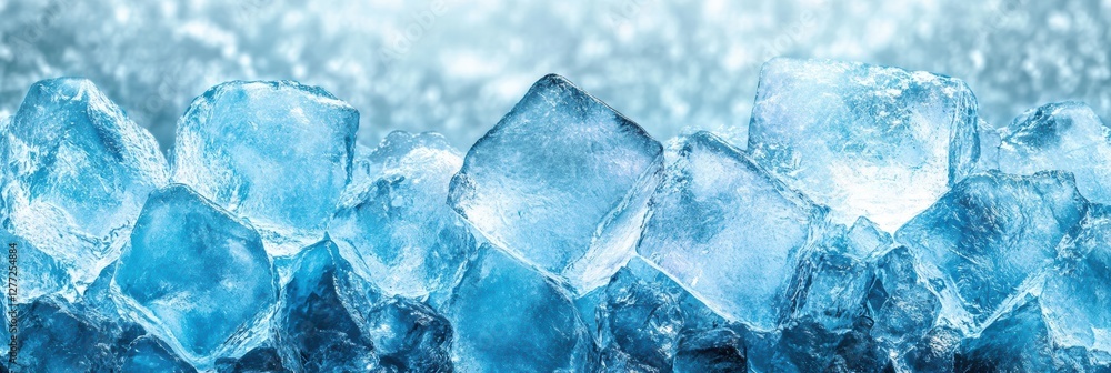 Poster blue and clear ice textures display intricate details in a cool setting