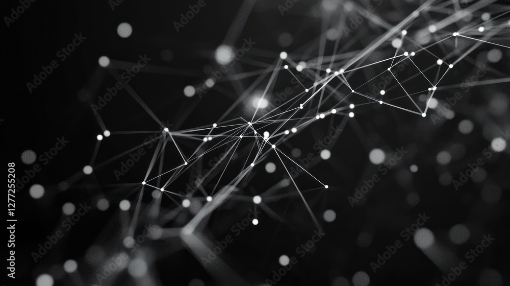 Leinwandbilder abstract network connection. glowing dots and lines on black background. digital technology concept.