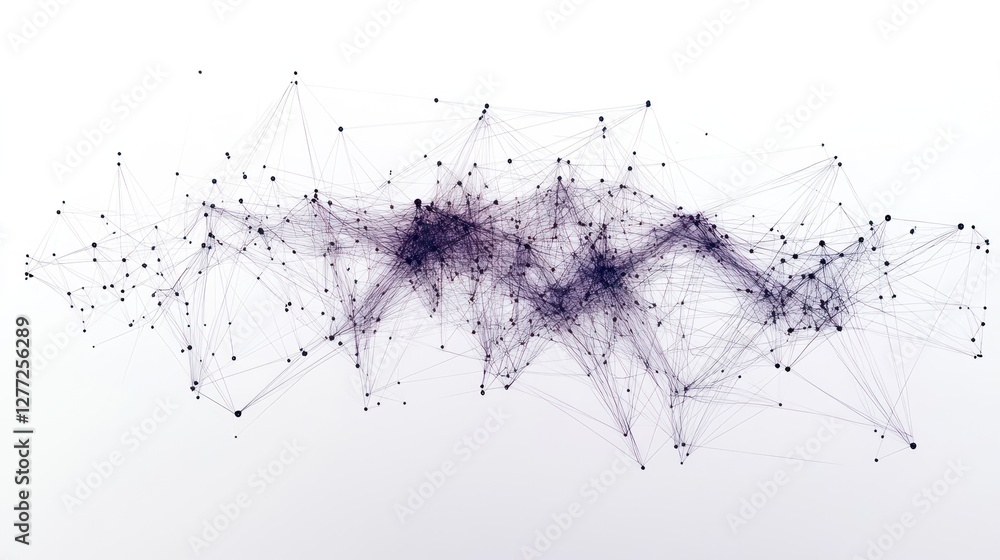Aufkleber abstract network connection, digital data, plexus, nodes, lines, technology background.