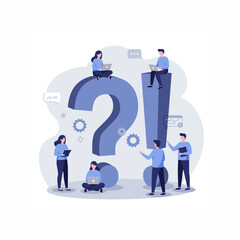 Team Solving Problems Concept with Question and Exclamation Mark Illustration