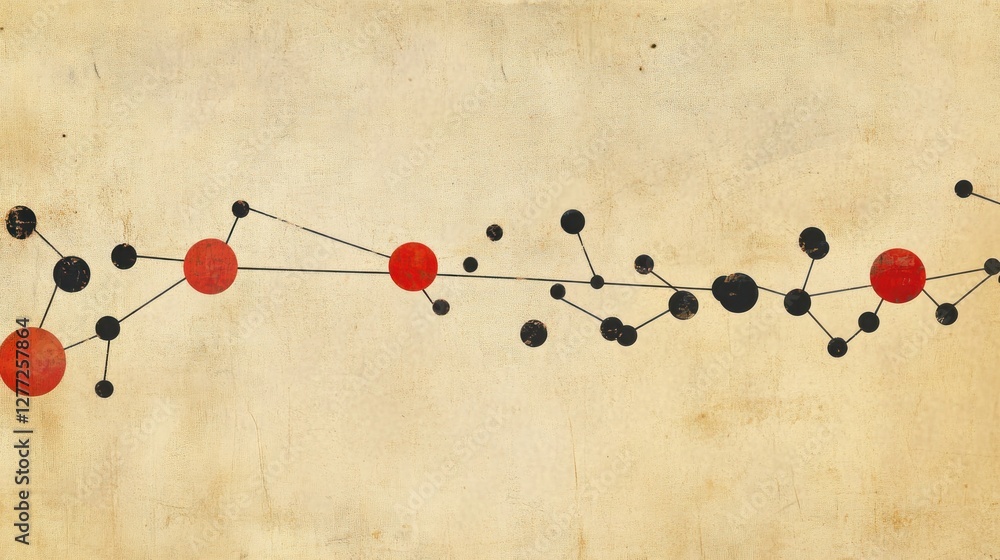 Poster abstract network connection on aged paper background.