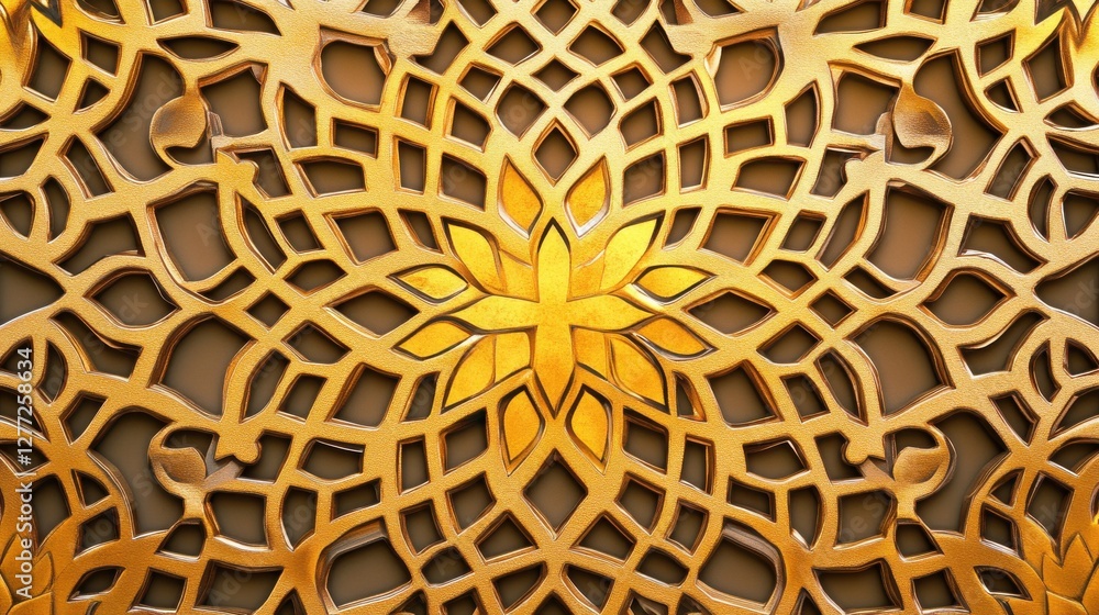 Poster intricate golden geometric pattern for elegant background design