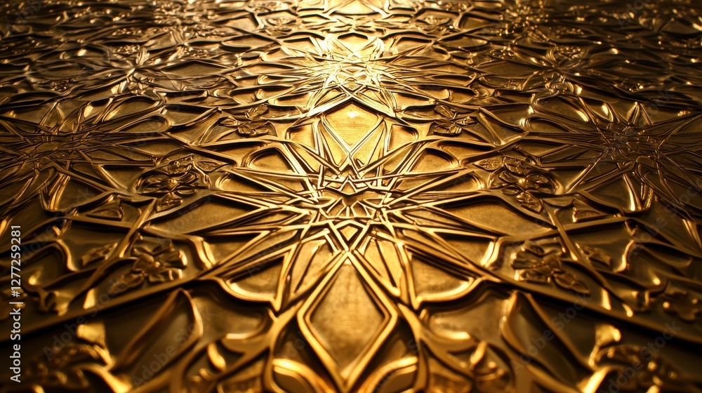 Poster intricate golden pattern with shimmering texture and designs