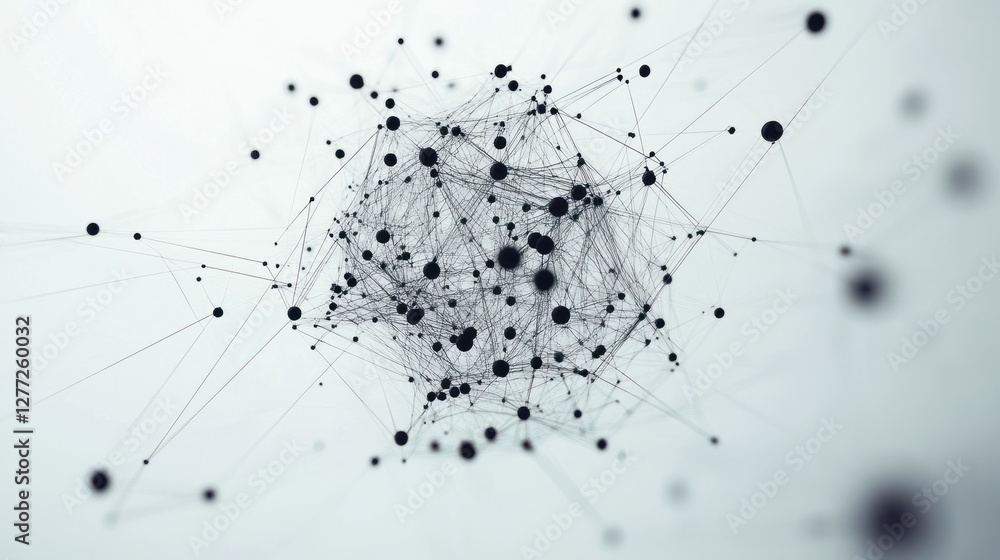 Leinwandbilder Abstract network of interconnected nodes and lines on white background.