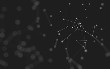 Fototapeta premium Abstract background. Molecules technology with polygonal shapes, connecting dots and lines. Connection structure. Big data visualization.