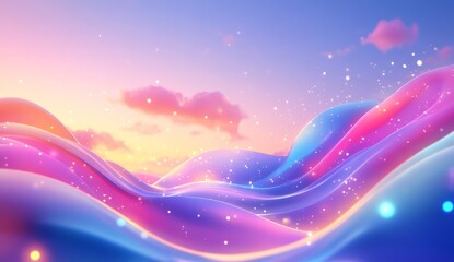Abstract colorful flowing landscape at sunrise