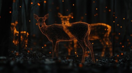 Forest fire deer digital art wildlife