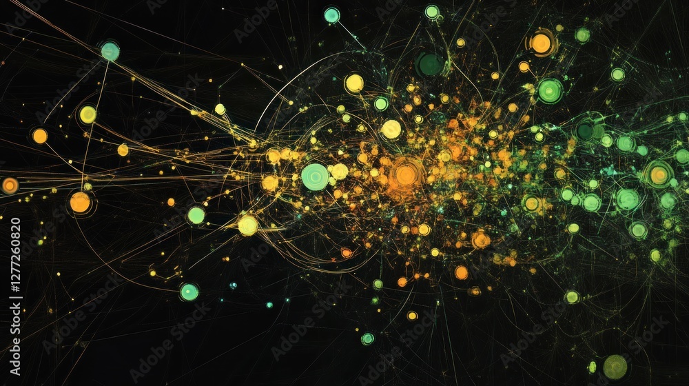 Aufkleber abstract network visualization with glowing nodes and connections.