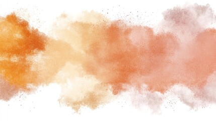 Abstract orange and brown powder explosion on white background.