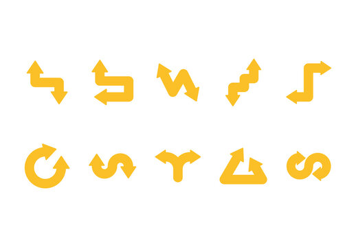 Yellow Minimalist Directional Arrows Icons Set