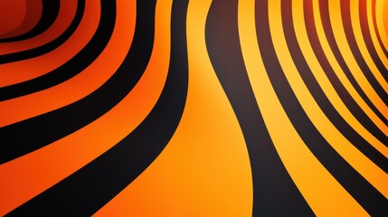 Vibrant Orange and Black Wavy Lines Background for Dynamic Design