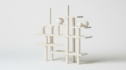 Minimalist cream shelf unit, studio