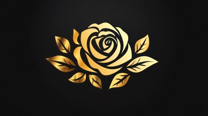 Obraz premium Golden rose design, dark background, logo