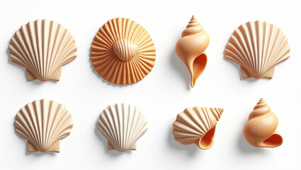 Collection of Pastel Seashells Scallops Spiral Shells Summer Beach Decor
