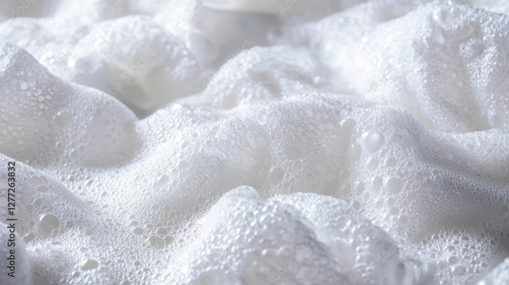 Poster white bubble foam on a soft surface creating an abstract texture