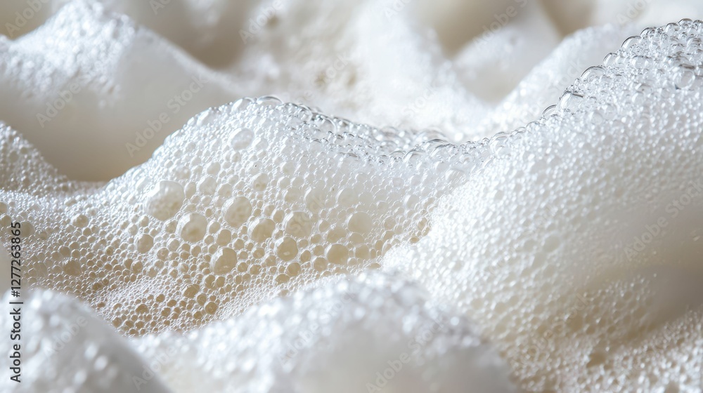 Poster close-up of creamy white foam with tiny bubbles and soft texture