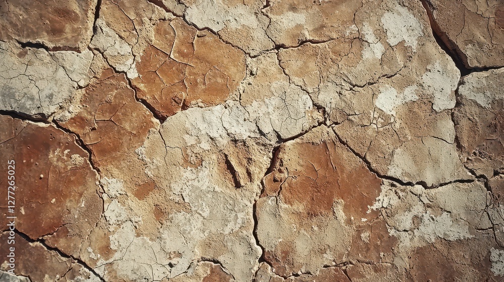 Poster dry cracked earth surface with distinct patterns and textures