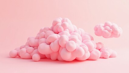 Obraz premium Abstract Pink 3D Render Soft Fluffy Cloudscape Pastel Dreamy Background