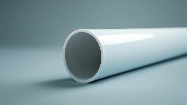 Smooth White Pipe on Soft Blue Background for Construction Projects