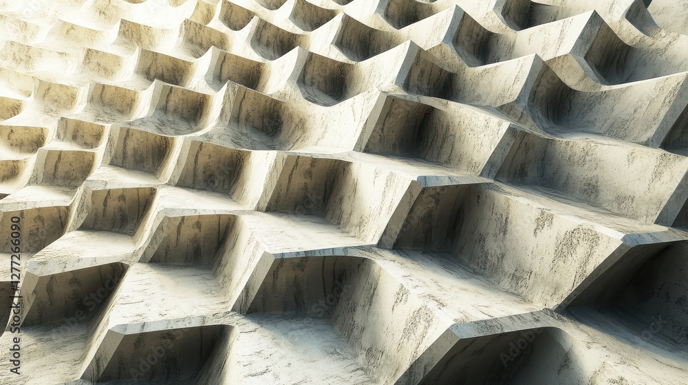 Aufkleber textured geometric surface with shadow play and depth variation