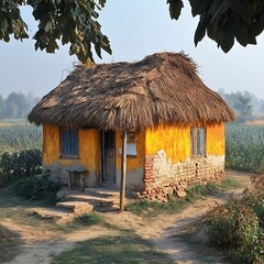 rustic cottage with thatched roof high resolution hd picture