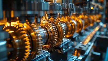 Fototapeta premium Industrial gears in automation systems
