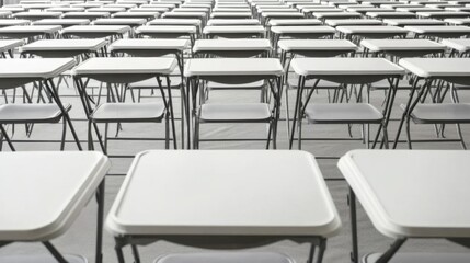 Rows of Empty Folding Tables Ready for Event or Gathering Setup