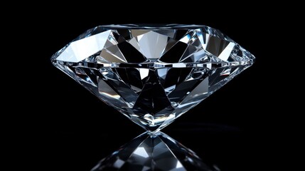 ngle diamond ring elegantly placed on a reflective black surface, showcasing its brilliance and clarity.