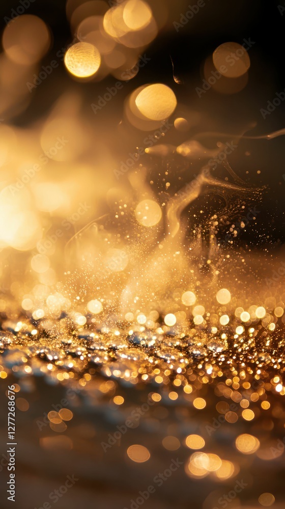 Aufkleber glowing gold bokeh background with soft light and textured surface
