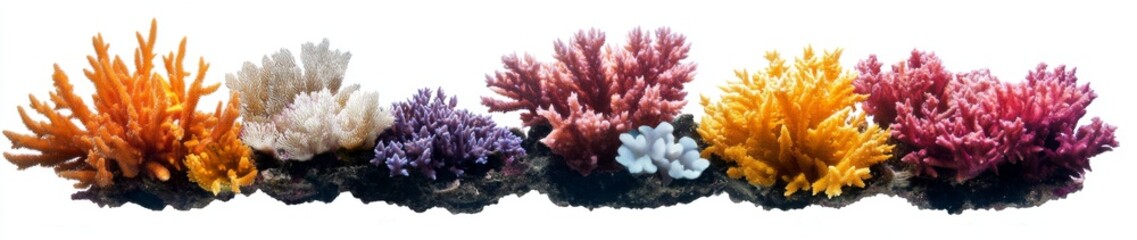 Fototapeta premium Colorful Coral Reefs Isolated on White