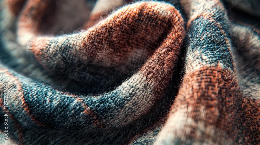 Poster close-up of soft textile with abstract patterns and warm color tones