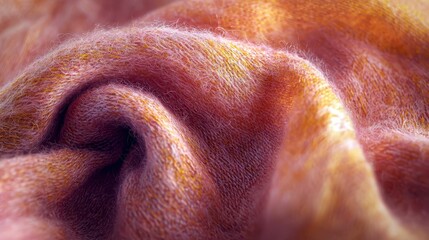 Fototapeta premium Soft Textured Fabric with Warm Pink and Orange Hues in Close-Up