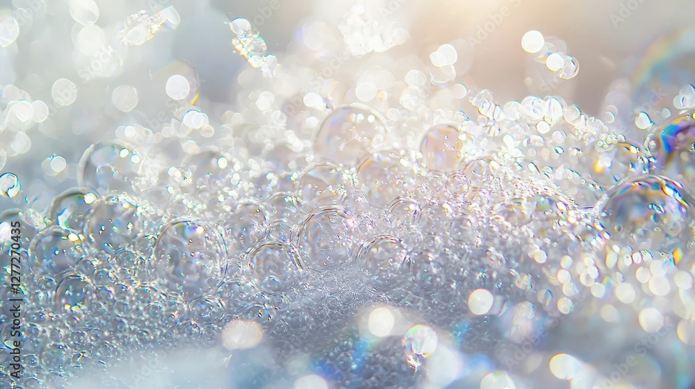 Poster bubbles and foam with soft light reflections in abstract background