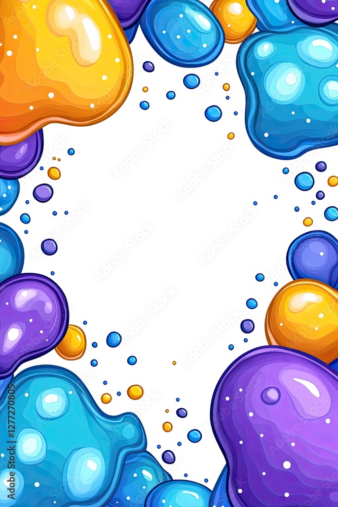 Aufkleber a colorful abstract background with a frame of various colored blobs on a white background.