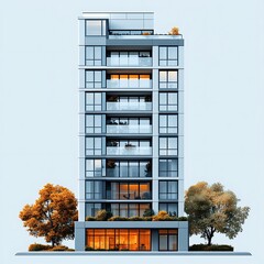 sleek apartment building featuring green balconies high resolution hd picture