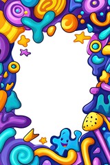 Obraz premium A colorful doodle frame with a white background.