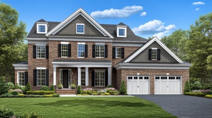 Obraz premium A cutting-edge D rendering of a home exterior, allowing for material and color changes